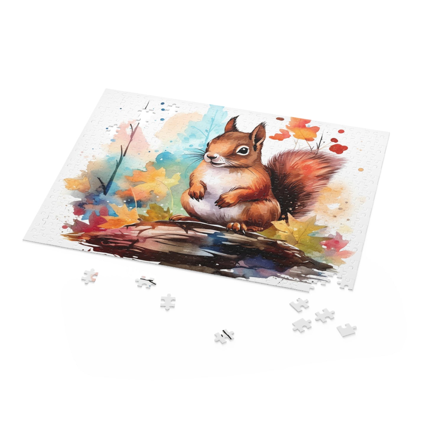 Autumn Squirrel Watercolor 500 Piece Puzzle
