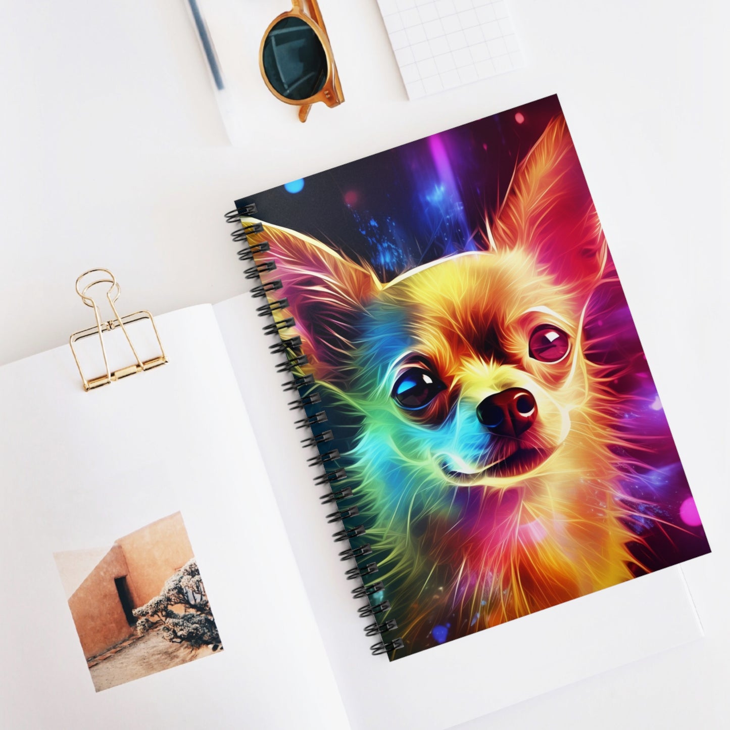 Cosmic Chihuahua Ruled Line Spiral Notebook