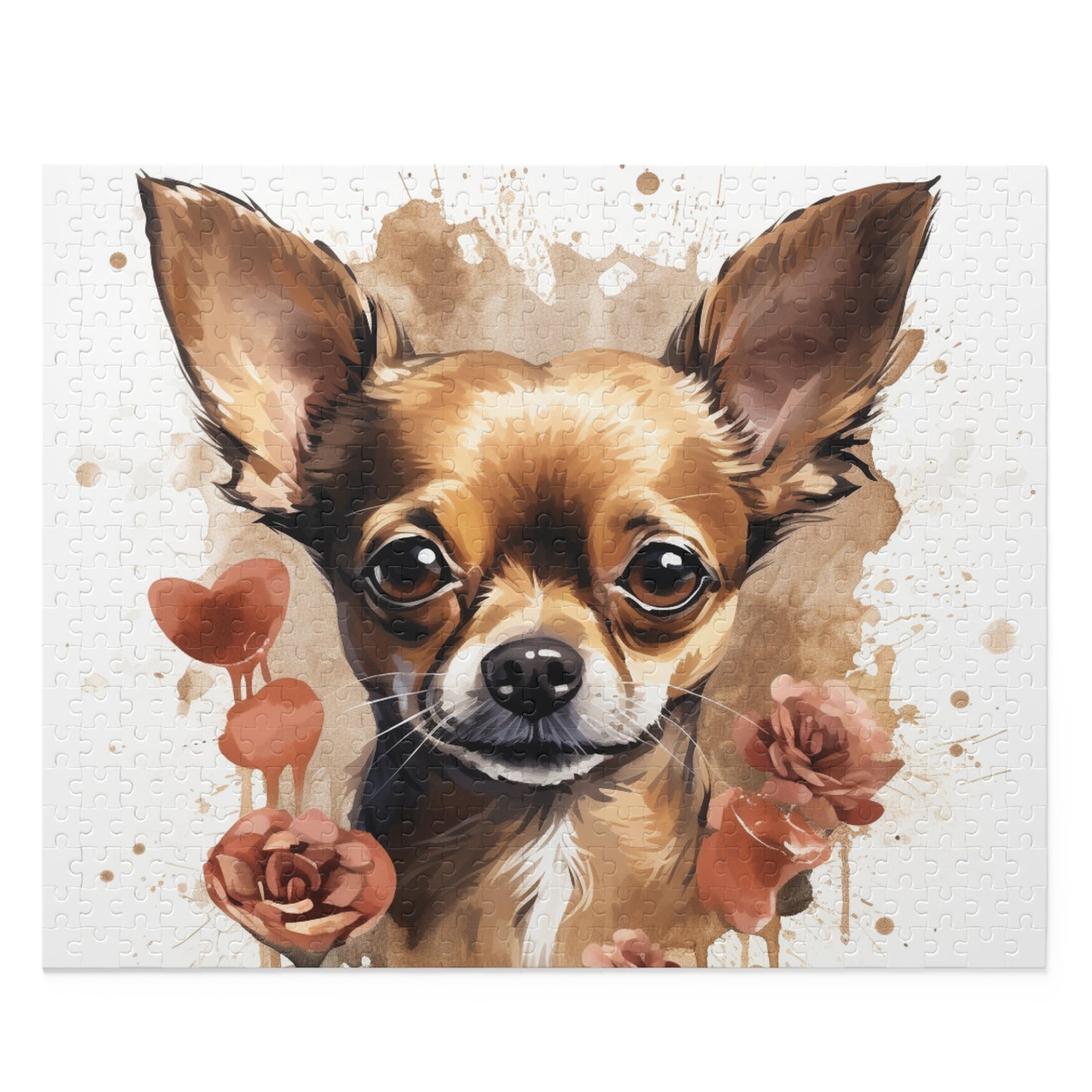 Brown Chihuahua Watercolor Love 500 Piece Puzzle