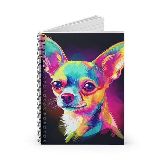 Vibrant Multicolor Chihuahua Ruled Line Spiral Notebook