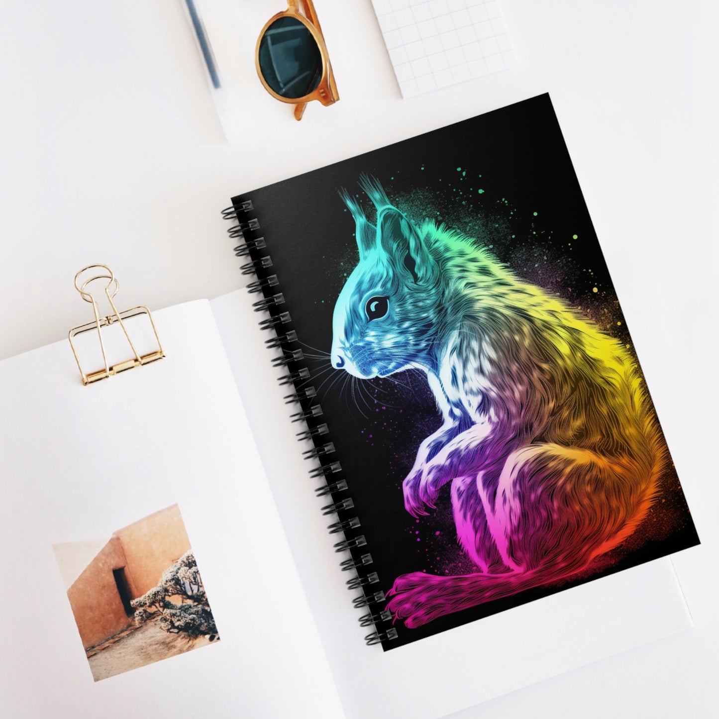 Multicolor Squirrel Ruled Line Spiral Notebook