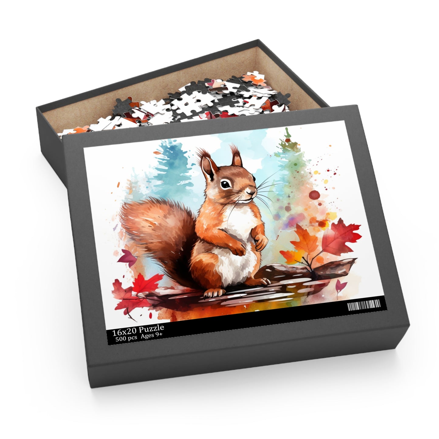 Wooded Squirrel Watercolor 500 Piece Puzzle