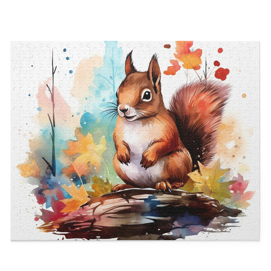 Autumn Squirrel Watercolor 500 Piece Puzzle